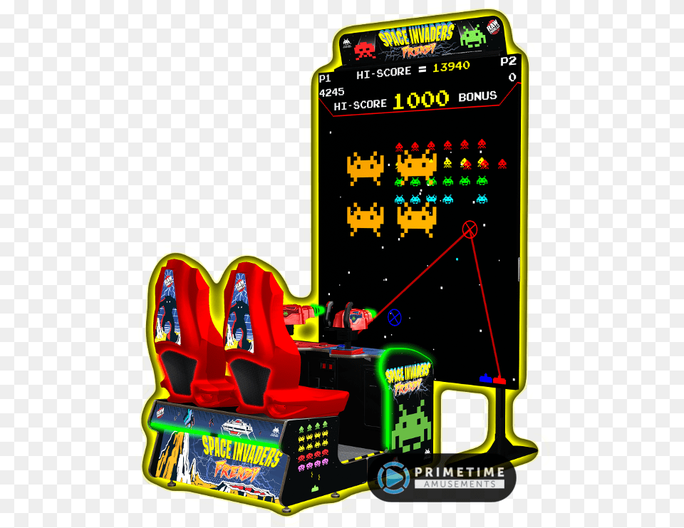 Space Invaders Frenzy By Raw Thrills Space Invader Arcade Machine, Bulldozer, Device, Grass, Lawn Free Png