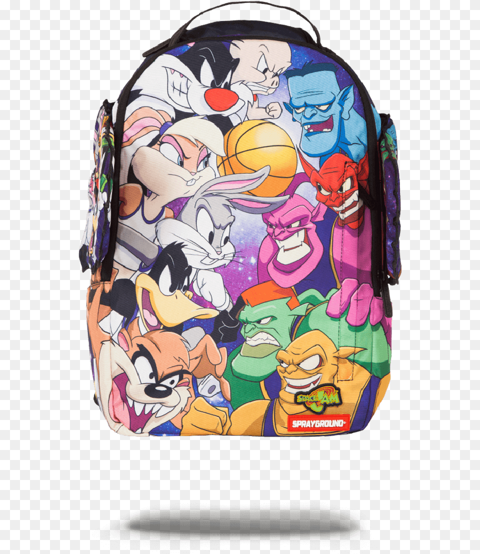 Space Jam Tunes Vs Looney Tunes Sprayground Backpacks, Bag, Backpack, Baby, Person Png