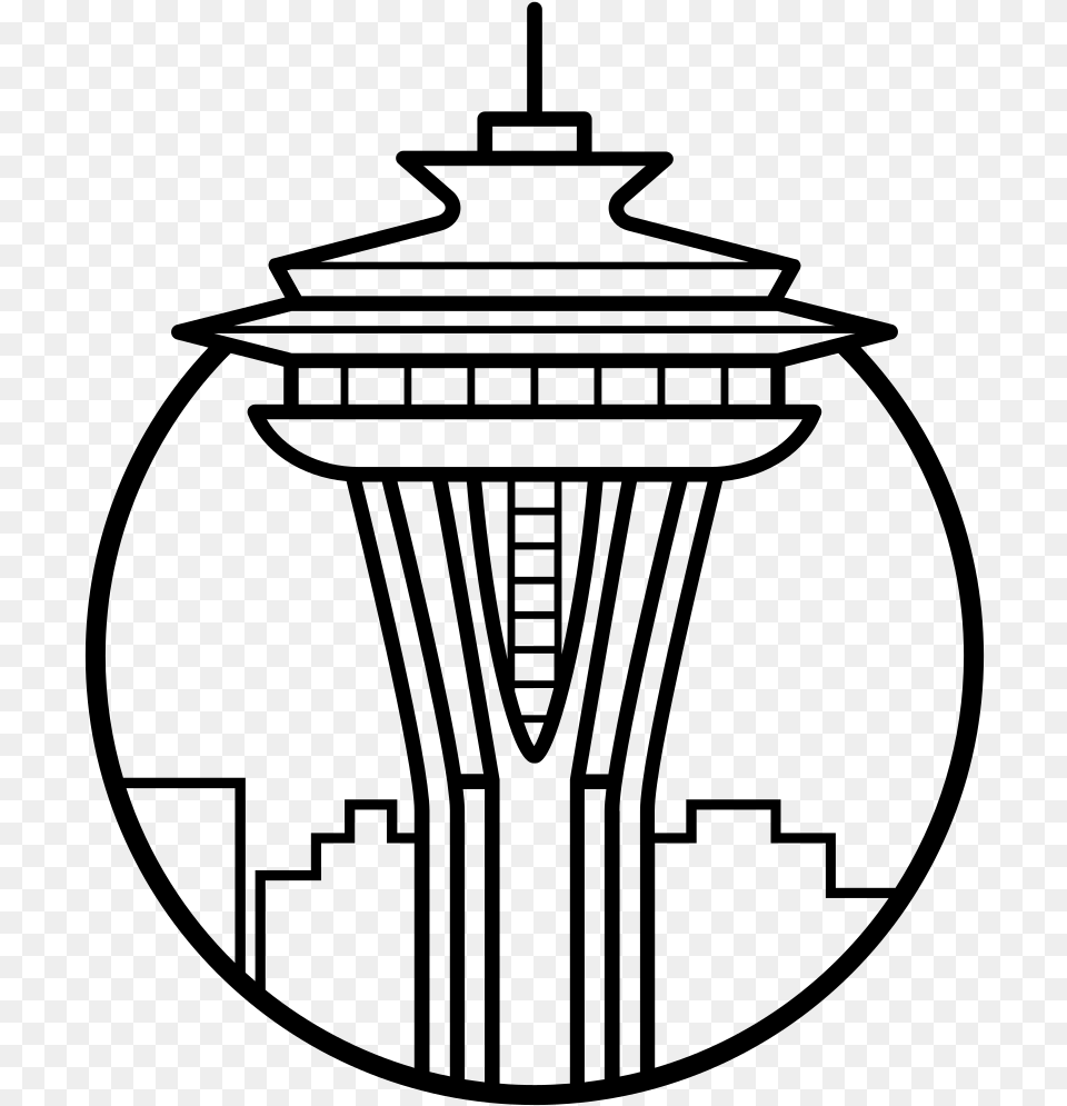 Space Needle Coloring, Gray Png Image