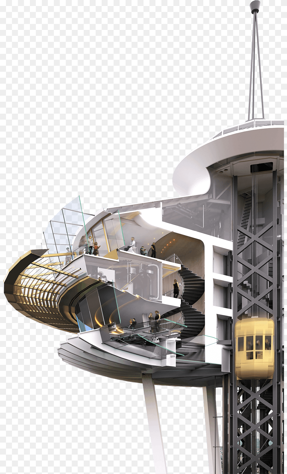 Space Needle Cutaway Image Space Needle, Architecture, Building, Person Free Png Download