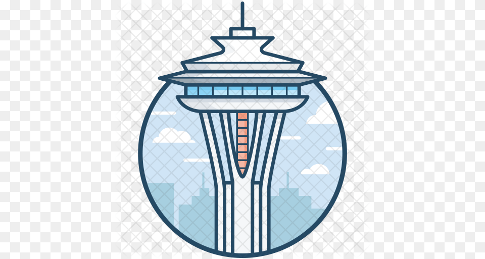 Space Needle Icon Of Colored Outline Seattle Space Needle Icon, Architecture, Building, Control Tower, Tower Free Png