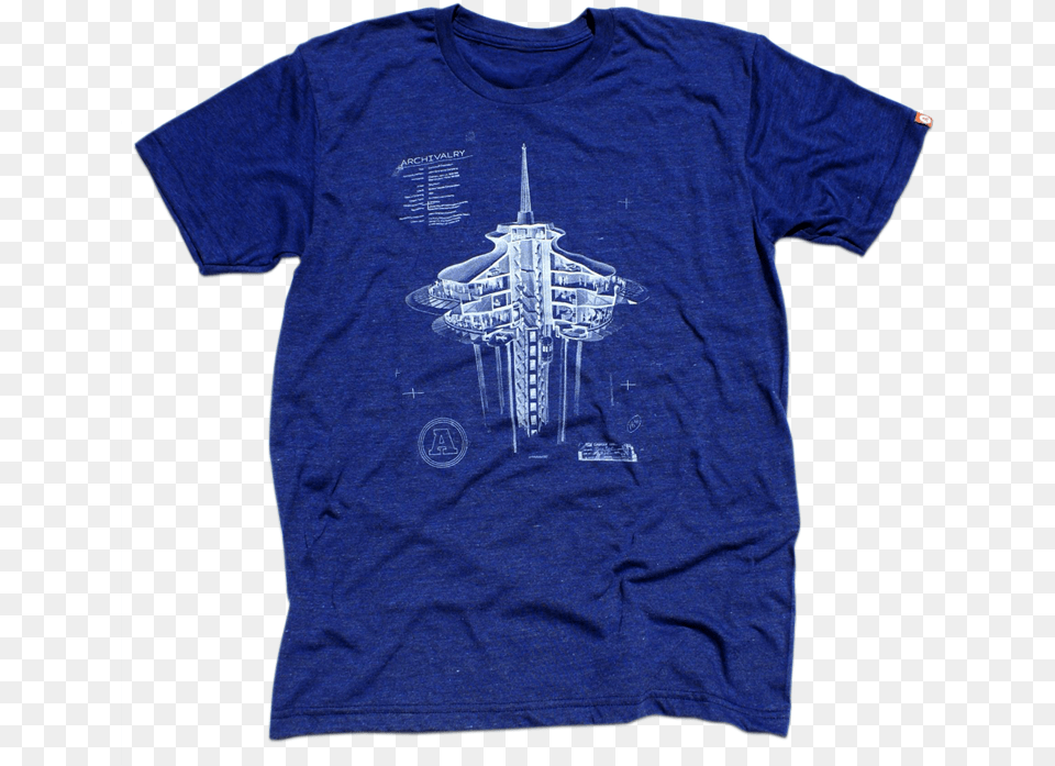 Space Needle T Shirt Blue, Clothing, T-shirt Free Png