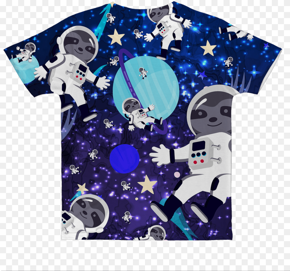 Space Sloth Classic Sublimation Adult T Shirt Cartoon, Clothing, T-shirt, Baby, Person Png