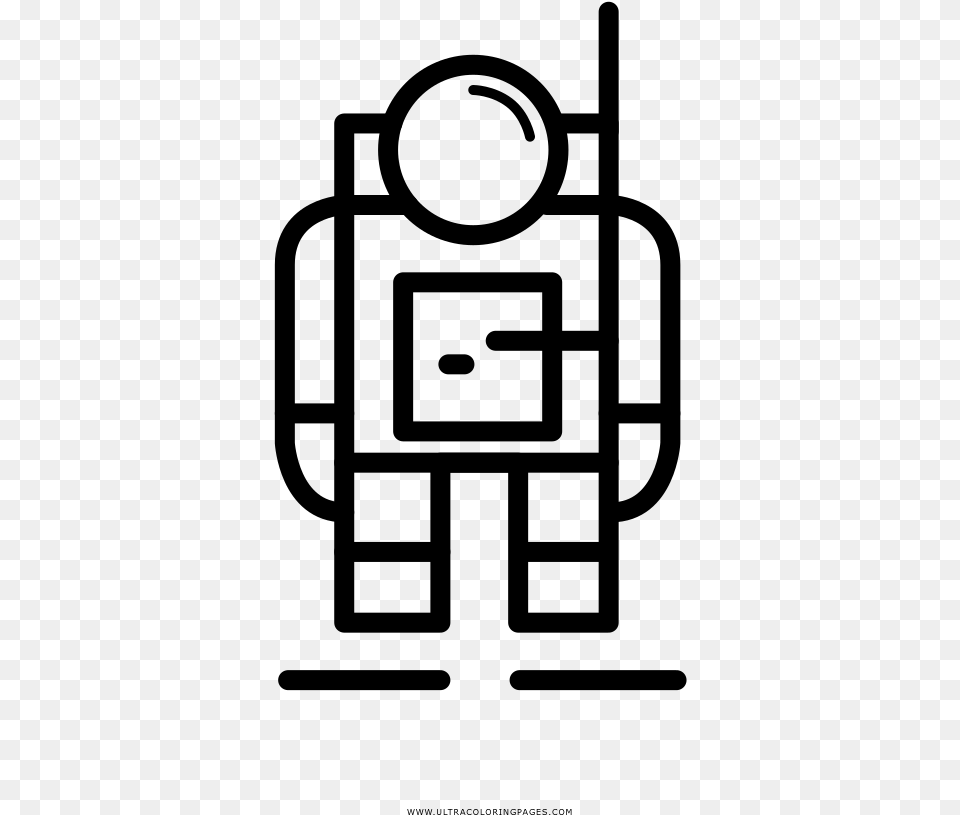 Spaceman Coloring Page, Gray Free Transparent Png