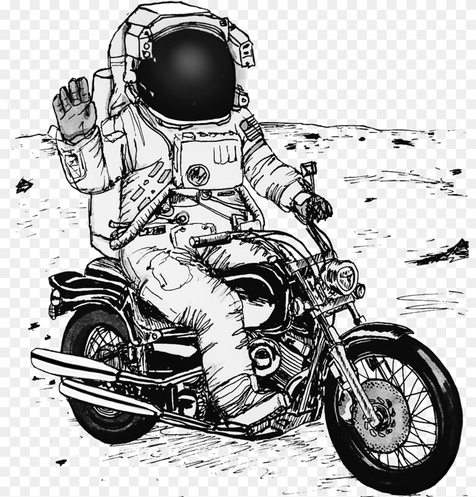 Spaceman Spaceman On Motorcycle, Wheel, Machine, Person, Art Free Transparent Png