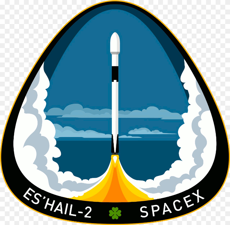 Spacex Eshail 2 Mission Patchdata Large Image Cdn Spacex Es Hail Mission Patch, Rocket, Weapon, Launch, Clothing Png