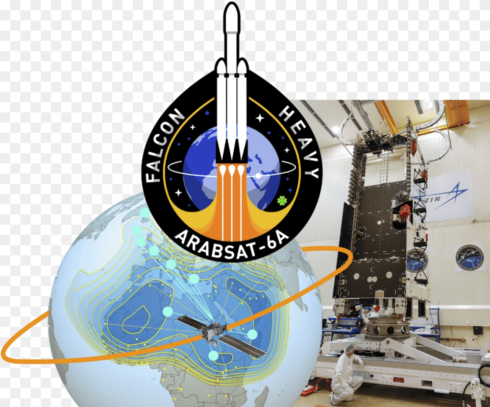 Spacex Patch And Arabsat 6a Satellite Being Prepared Spacex Mars Patches, Person, Astronomy, Outer Space, Architecture Png Image