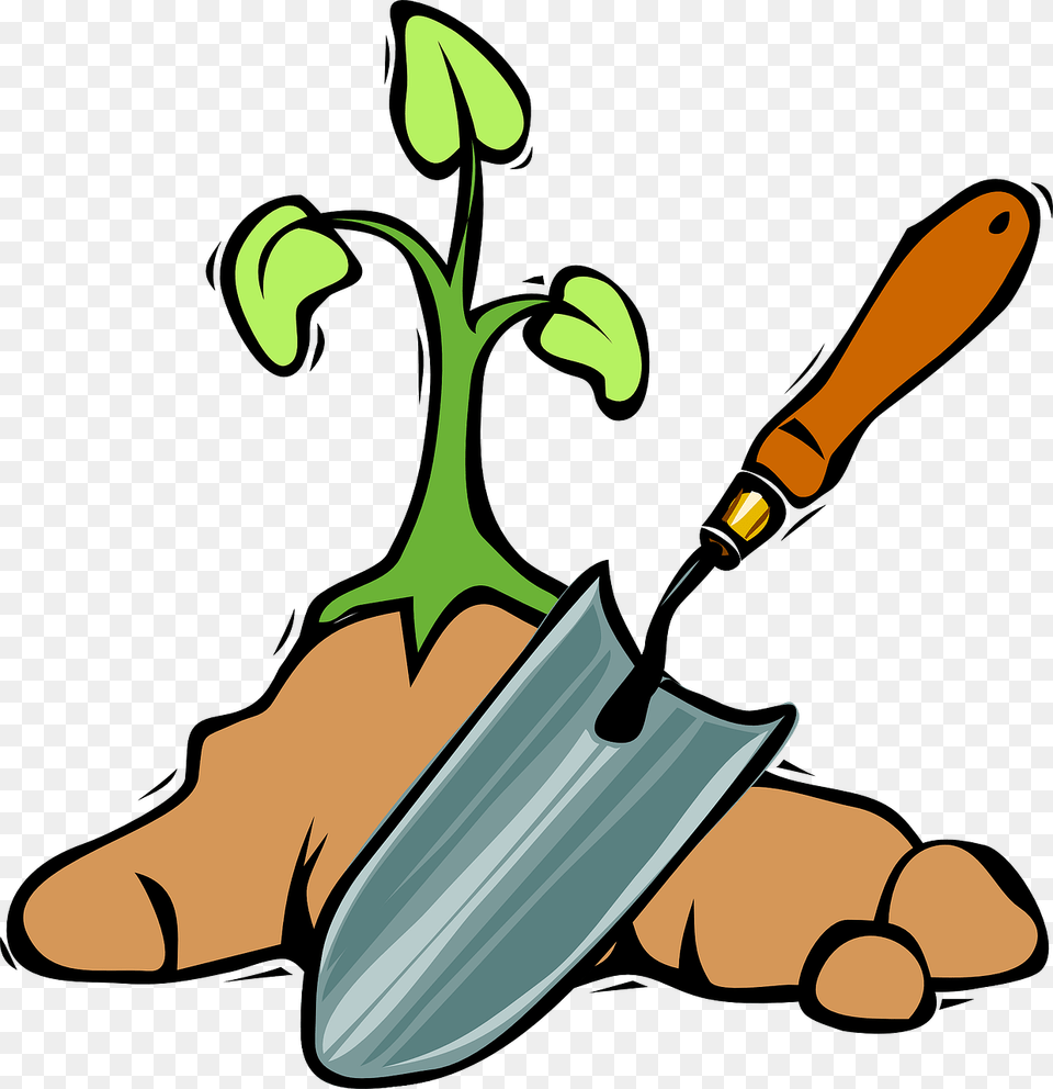 Spade Tools Plant Garden Soil Digging Growing Gardening Shovel Clipart, Device, Smoke Pipe, Tool, Trowel Png