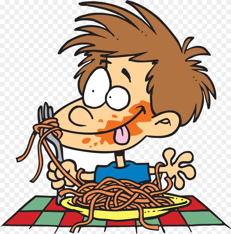 Spaghetti Clipart Eating Spaghetti Cartoon, Book, Comics, Publication, Baby Free Png