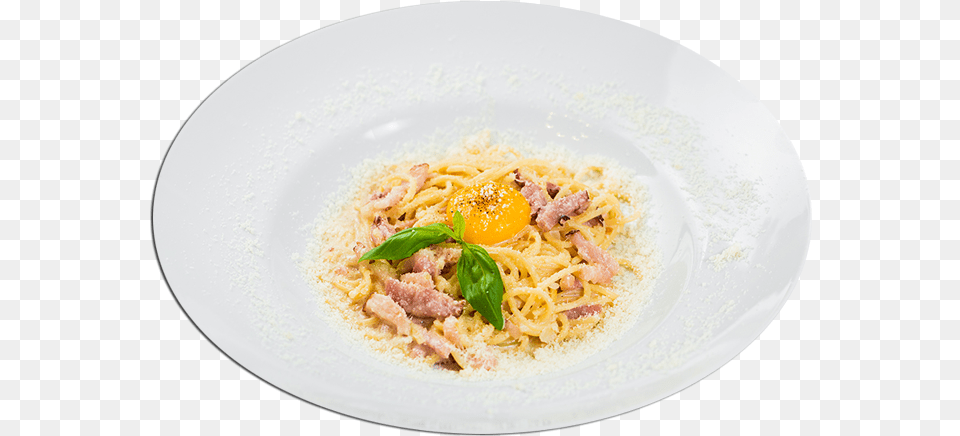 Spaghetti With Carbonara Sauce Carbonara, Food, Food Presentation, Plate, Meal Free Png