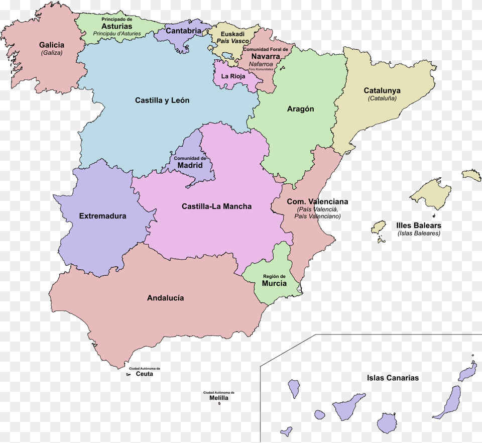 Spain Autonomous Communities, Atlas, Chart, Diagram, Map Png Image