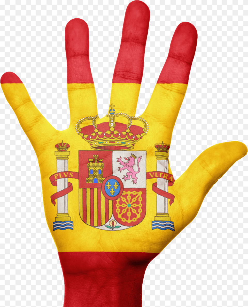 Spain Flag Hand Country National Pride Patriotism Spanish Flag On Hand, Body Part, Clothing, Finger, Glove Free Png Download