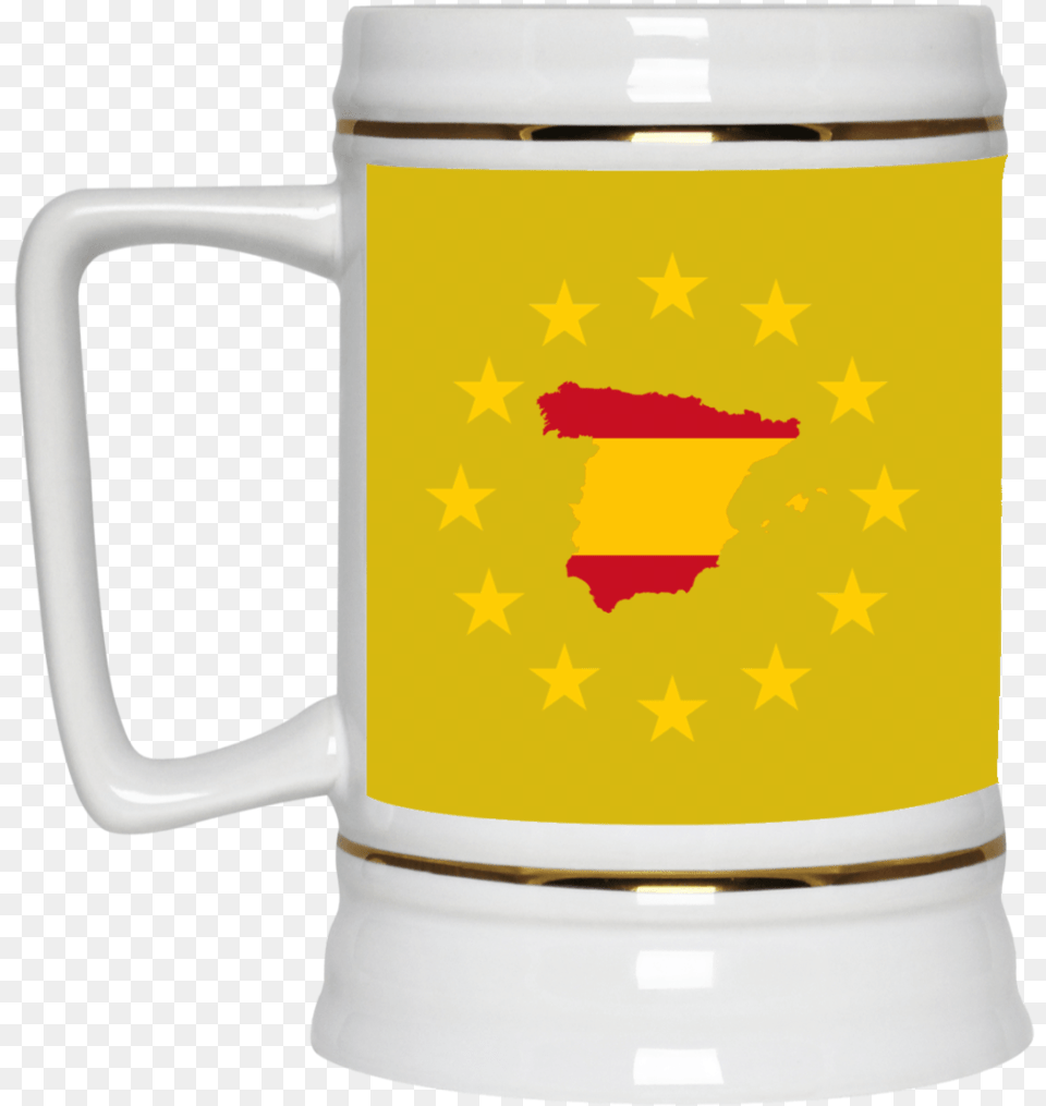Spain Map Inside European Union Eu Flag Mug Cup Gift Beer Stein, Glass, Alcohol, Beverage Free Png