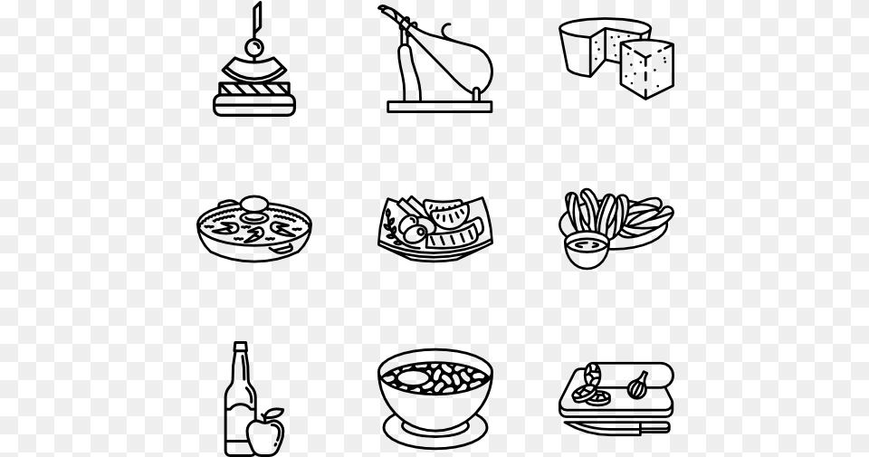 Spanish Food Icons, Gray Free Png