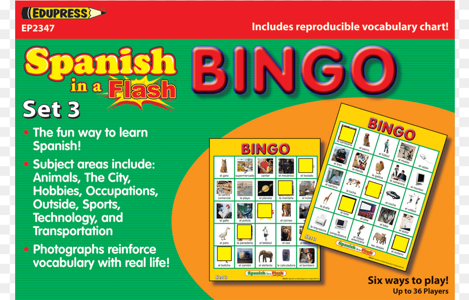 Spanish In A Flash Bingo Game Set 3 Image Graphic Design, Advertisement, Poster, Person, Animal Free Png