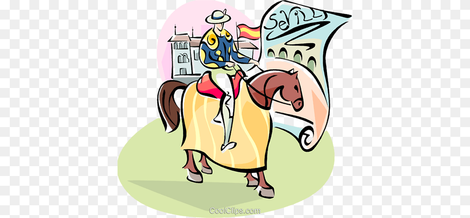 Spanish Man On Horseback In Seville Royalty Vector Clip Art, Baby, Book, Comics, Person Free Png Download