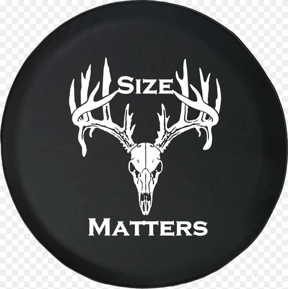 Spare Tire Cover Size Matters Hunting Deer Antlers Buck Deer Skull With Guns, Logo, Plate, Animal, Antelope Free Png Download