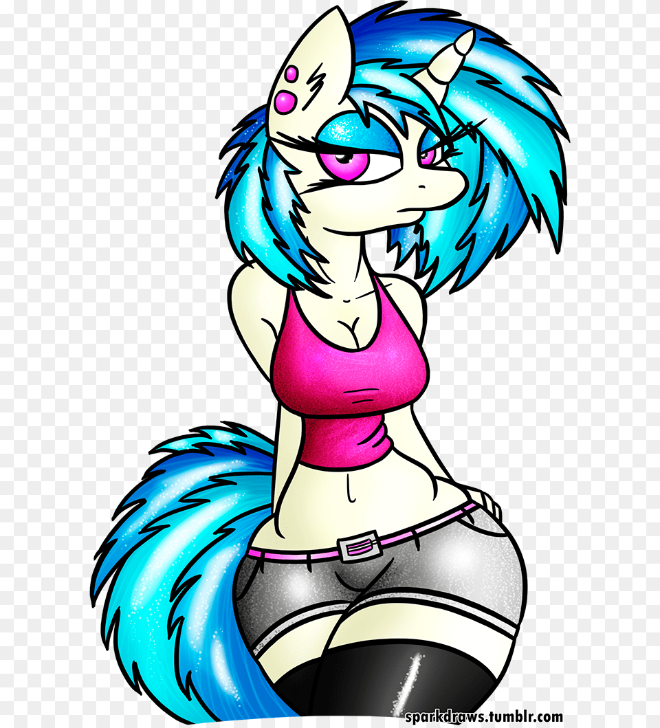 Sparkdraws Belly Button Busty Vinyl Scratch Cleavage Cartoon, Book, Comics, Publication, Adult Free Png