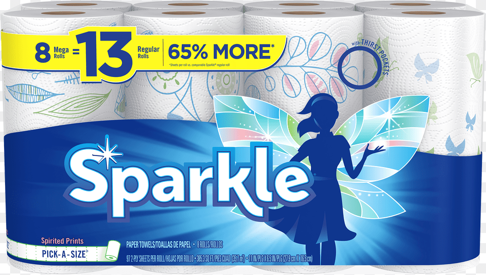 Sparkle Paper Towels 8 Mega Rolls Spirited Prints Sparkle Paper Towels 8 Big Rolls, Towel, Paper Towel, Tissue, Toilet Paper Free Transparent Png