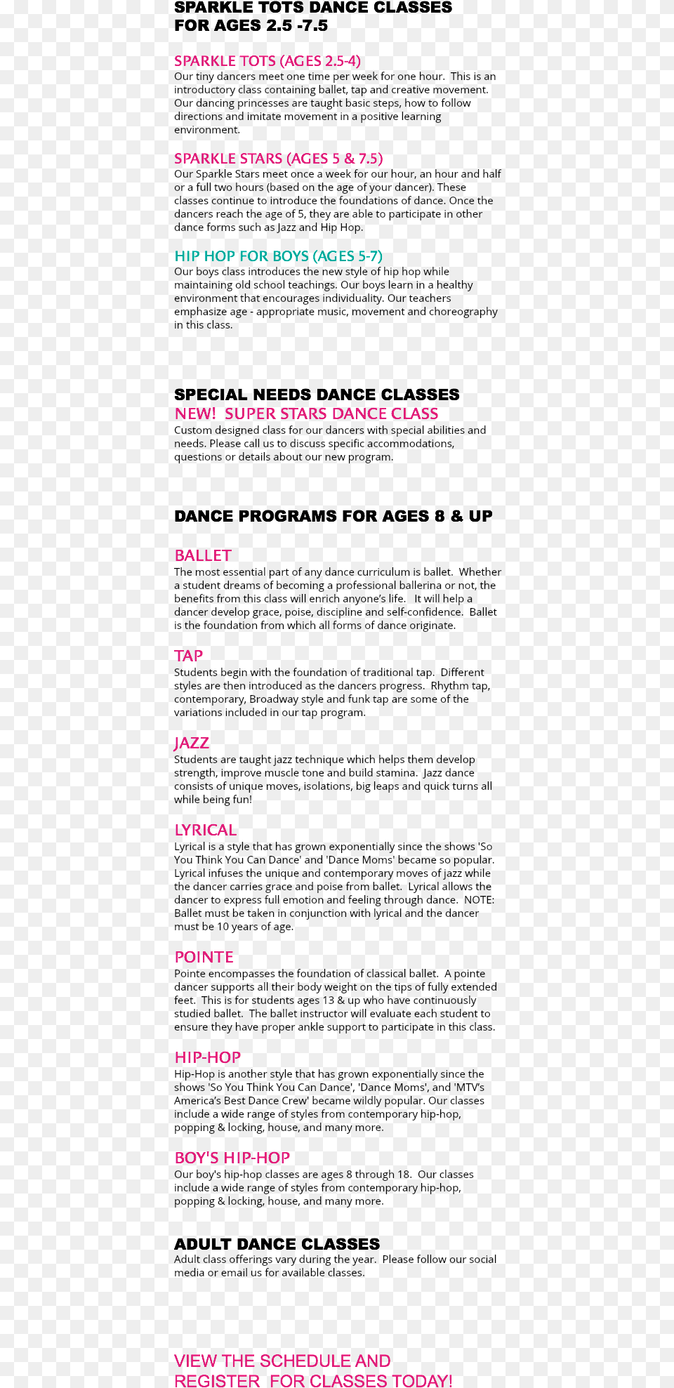Sparkle Tots Dance Classes For Ages Document, Page, Text Free Png