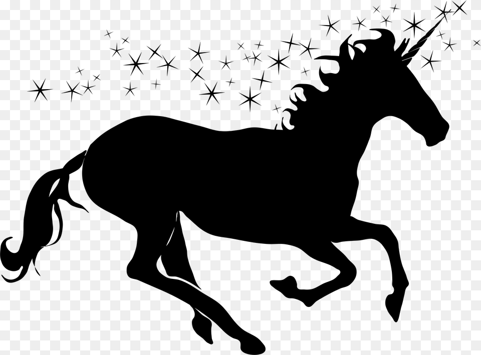 Sparkling Unicorn Silhouette Transparent Image Unicorn Silhouette, Gray Png