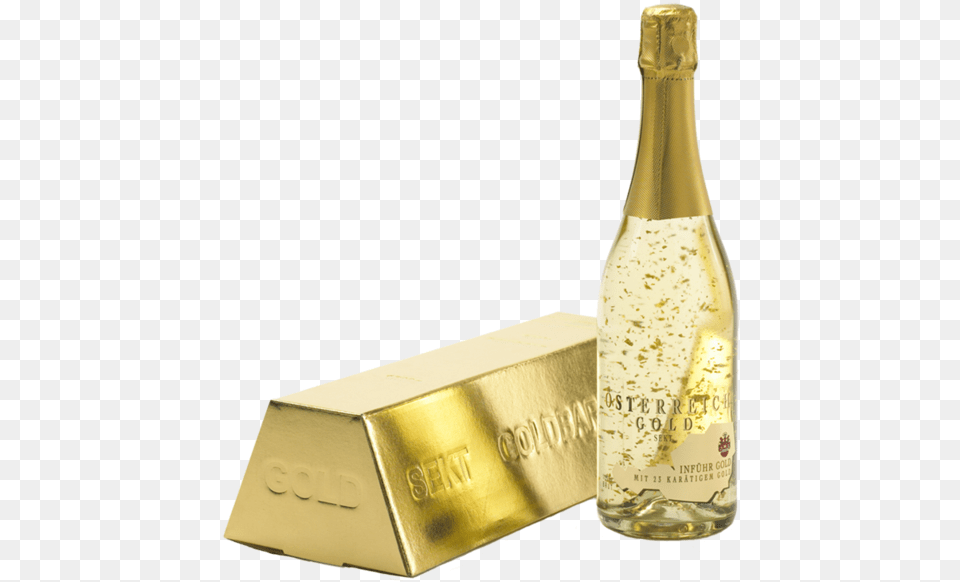 Sparkling Wine Gold With Bar Carton Infhr 075l Osterreich Gold Champagne Pris, Bottle, Alcohol, Beer, Beverage Png