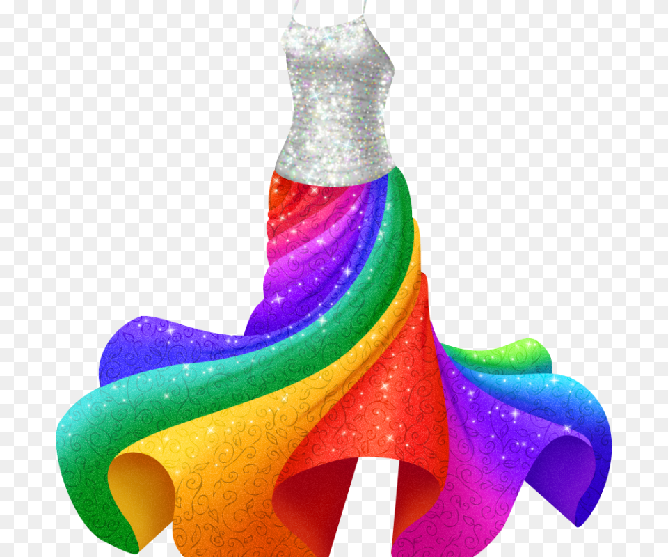 Sparkly Twirly Rainbow Dress Rainbow Dress Long, Adult, Female, Person, Woman Free Png