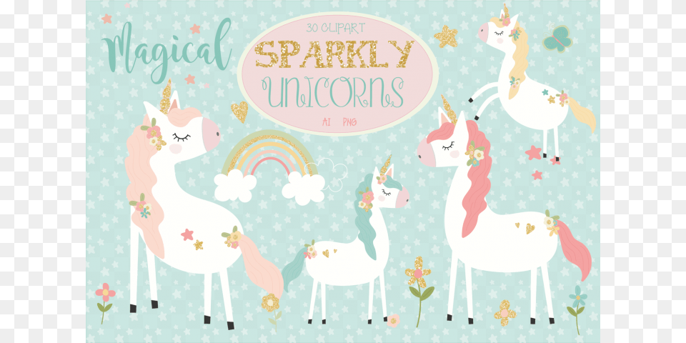 Sparkly Unicorns By Poppymoon Design Poppymoon Design, Animal, Mammal, Mail, Greeting Card Png Image