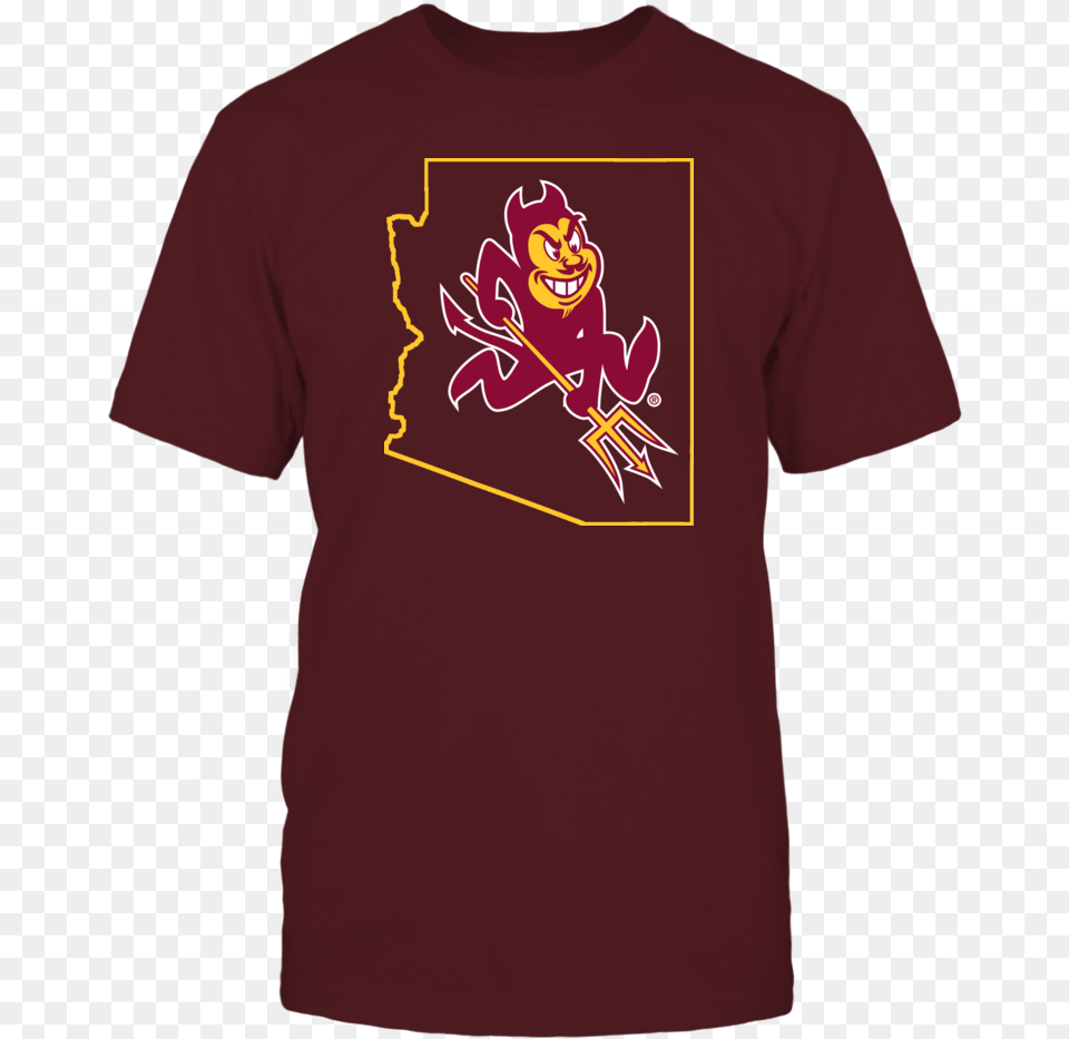 Sparky In State Outline Arizona State Sun Devils T Fanmats Collegiate Arizona State University Pitchfork, Clothing, Maroon, T-shirt, Baby Free Transparent Png