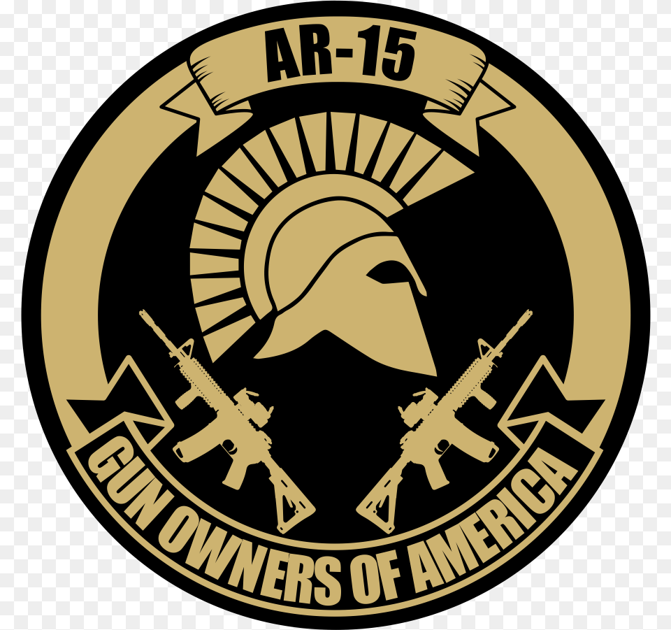 Spartan Black Amp Gold 3 Gun T Shirt, Badge, Emblem, Logo, Symbol Png