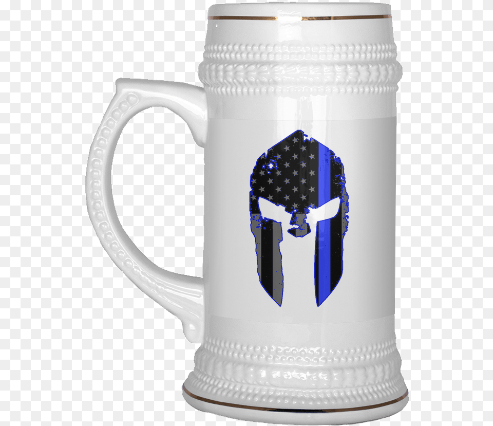 Spartan Helmet Thin Blue Line Flag Beer Stein Mug Beer In Baden Wrttemberg, Cup Free Png Download