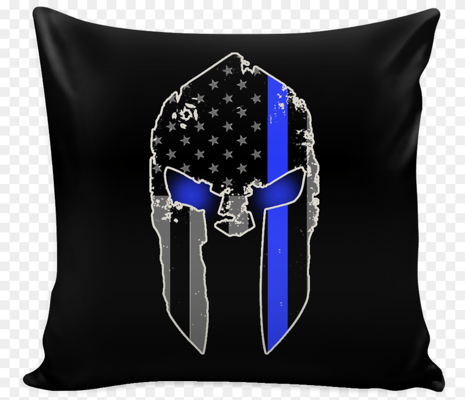 Spartan Helmet Thin Blue Line Pillow Spartan Thin Blue Line, Cushion, Home Decor, Flag, Formal Wear Free Png Download