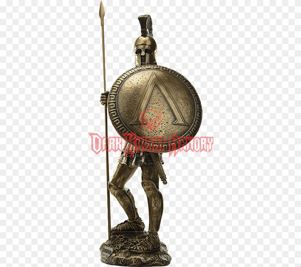 Spartan Warrior With Spear And Hoplite Shield Statue Bronze Sculpture, Armor, Adult, Male, Man Free Transparent Png