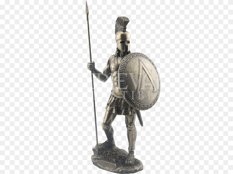 Spartan Warrior With Spear And Hoplite Shield Statue Roman Spear And Shield, Adult, Armor, Male, Man Png Image