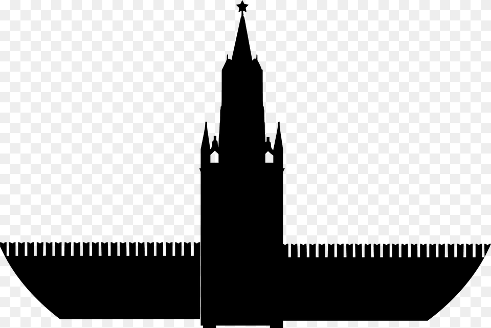 Spasskaya Tower Silhouette, Architecture, Building, Clock Tower, Spire Free Transparent Png