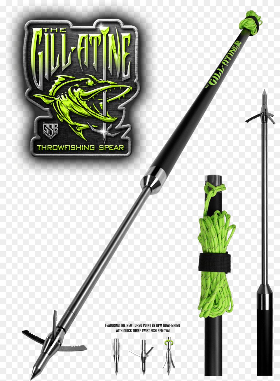 Spear Multiview Green Bowfishing Spear, Weapon, Sword, Mace Club Free Transparent Png