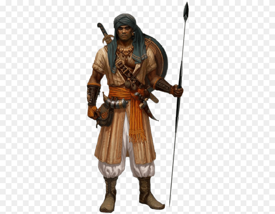 Spear Warrior Dungeons Dragons Male Tribal Character, Clothing, Costume, Person, Adult Free Transparent Png