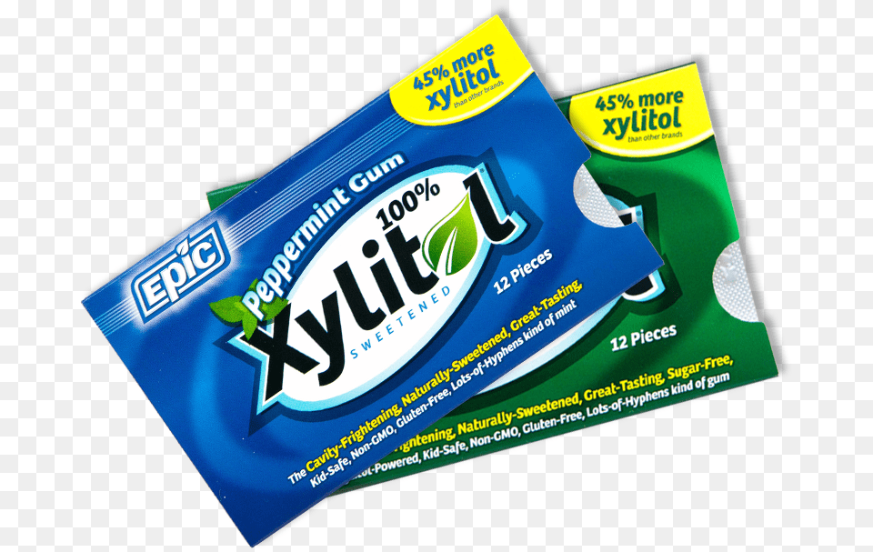 Spearmint And Peppermint Flavors Goma De Mascar Con Xilitol, Gum, Business Card, Paper, Text Png Image