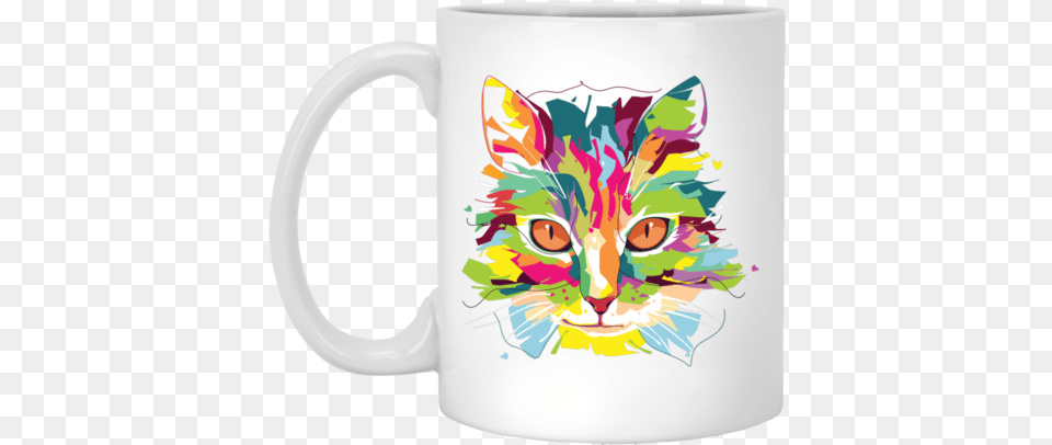 Special Cat Design Watercolor 11 Oz Odd Side Cat In The Wall, Cup, Art, Beverage, Coffee Free Png Download