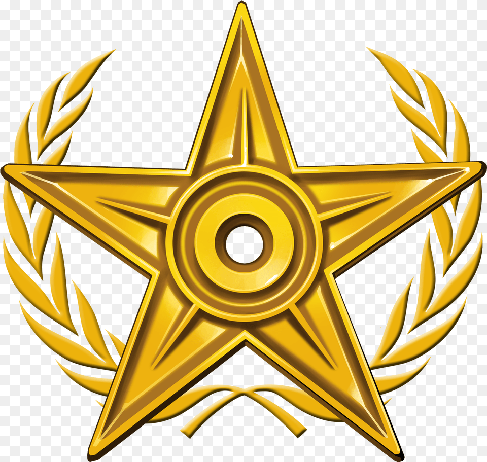 Special Gold Barnstar Gold Barnstar, Symbol, Cross, Star Symbol Free Png