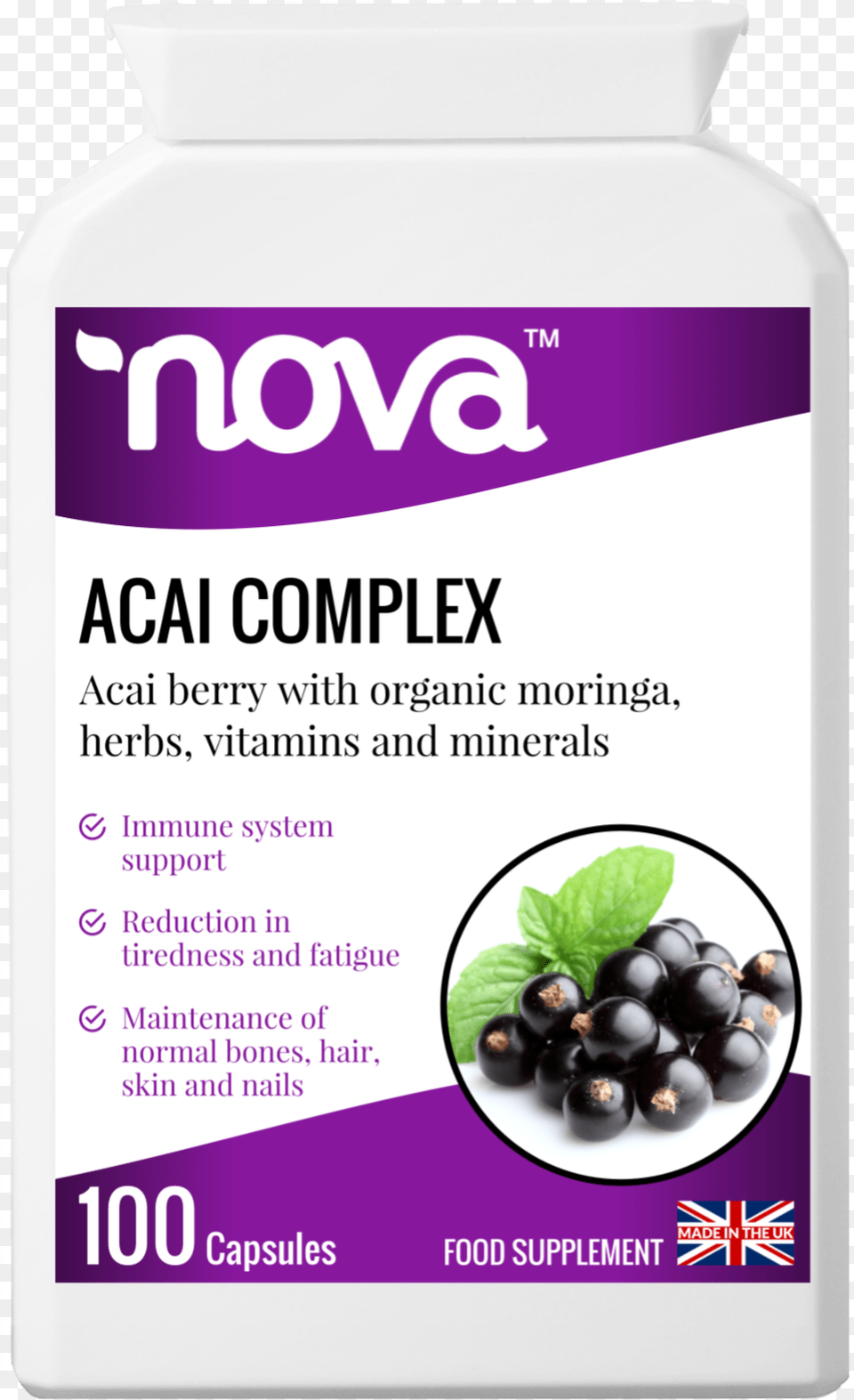 Specialist Supplements Acai Berry Supreme 100 Capsules, Herbal, Herbs, Plant, Food Png Image