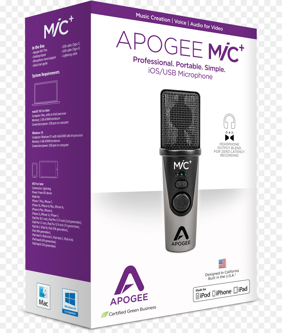 Specifications Apogee Mic Plus Box, Electrical Device, Microphone Free Transparent Png