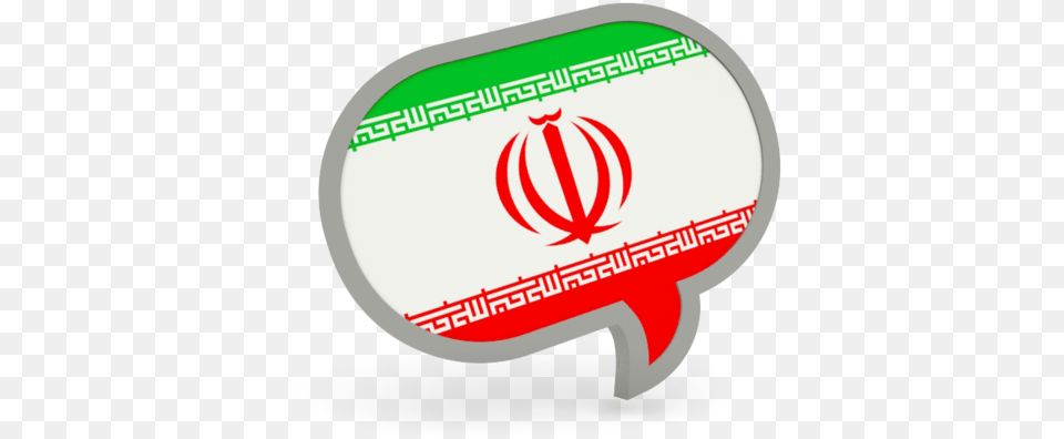 Speech Bubble Icon Flag Of Iran, Sticker, Racket, Logo, Disk Png