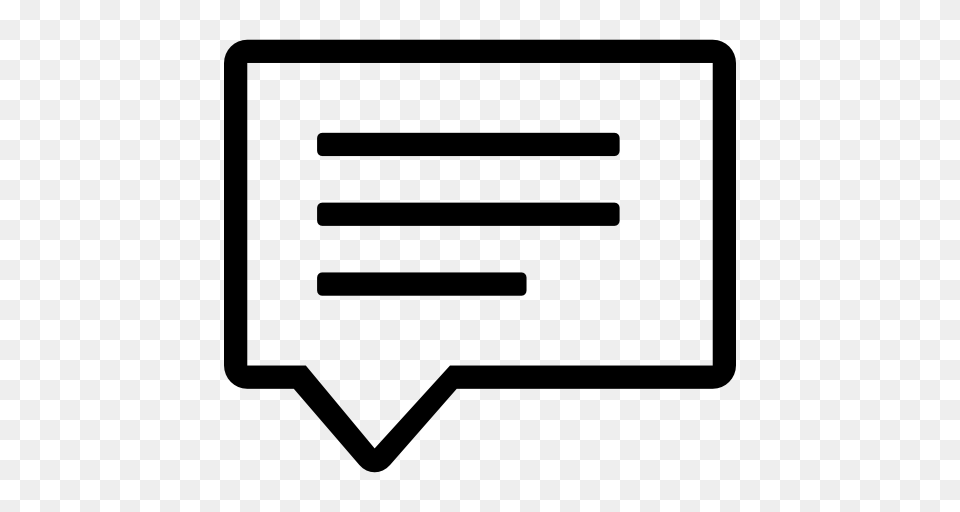 Speech Bubble Rectangular Outline Symbol With Text Lines, Sign, Mailbox Free Transparent Png