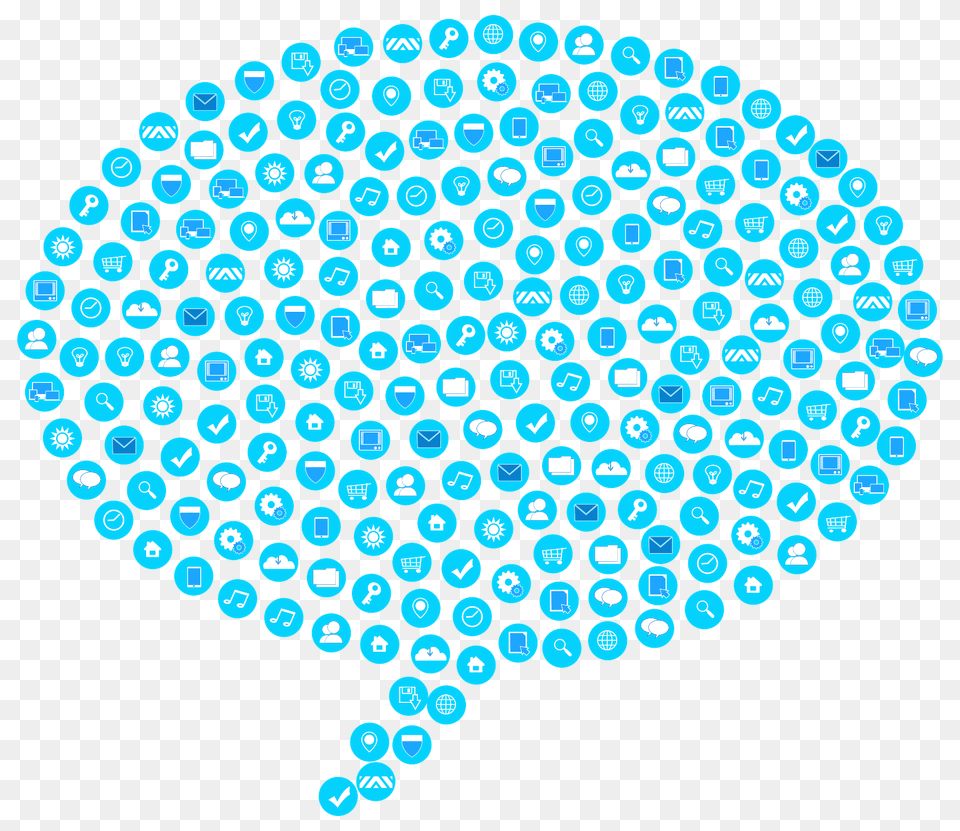 Speech Bubble With Blue Icons, Pattern Png Image
