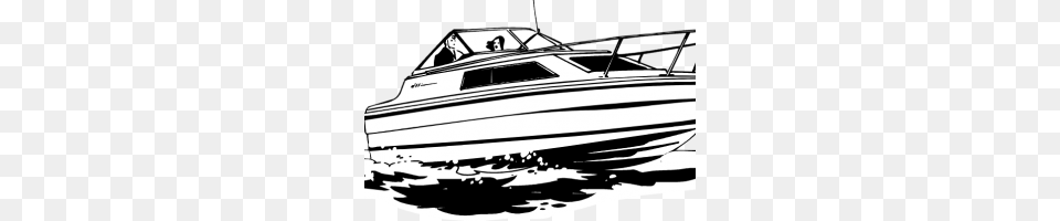 Speed Boat Clip Art Black And White, Transportation, Vehicle, Yacht, Car Free Png Download