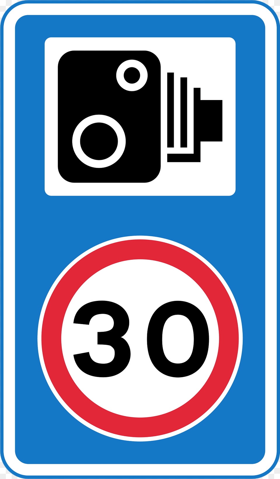 Speed Camera Ahead With Reminder Of 30 Miles Per Hour Speed Limit Clipart, Sign, Symbol, Road Sign, Text Png Image