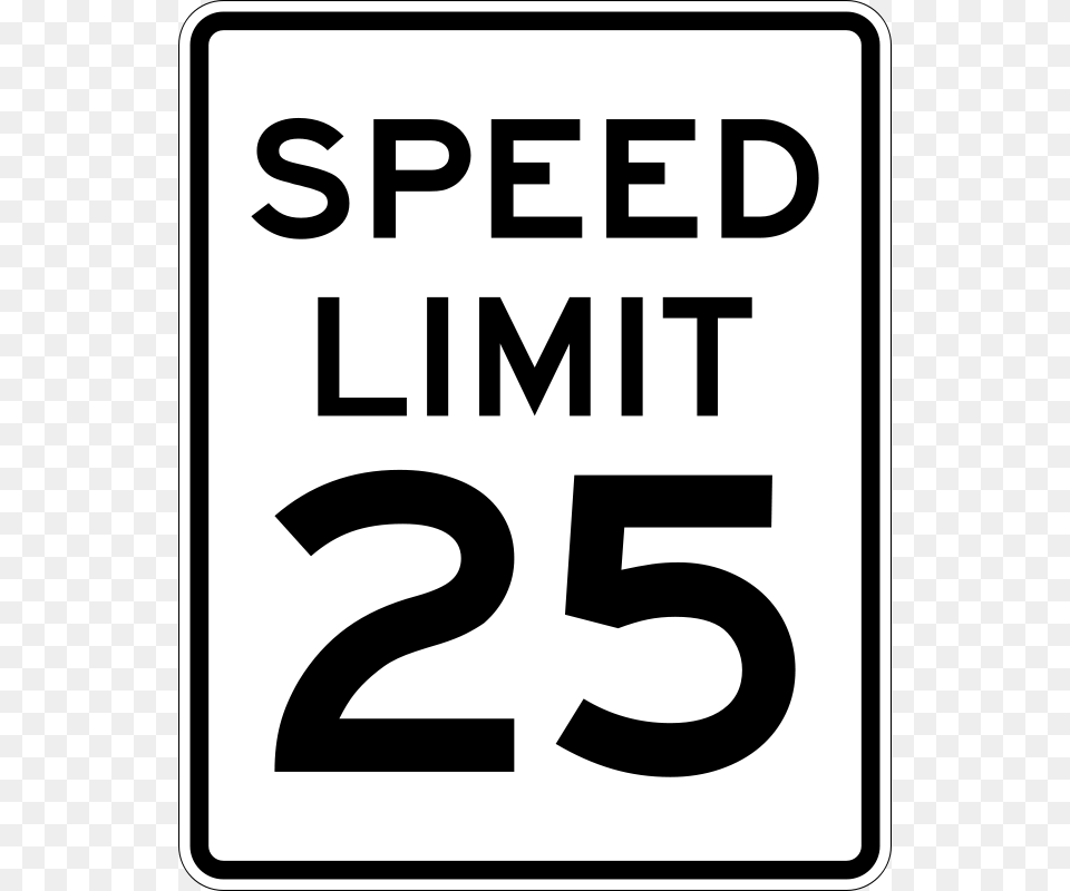 Speed Limit 25 Sign, Symbol, Road Sign Free Png