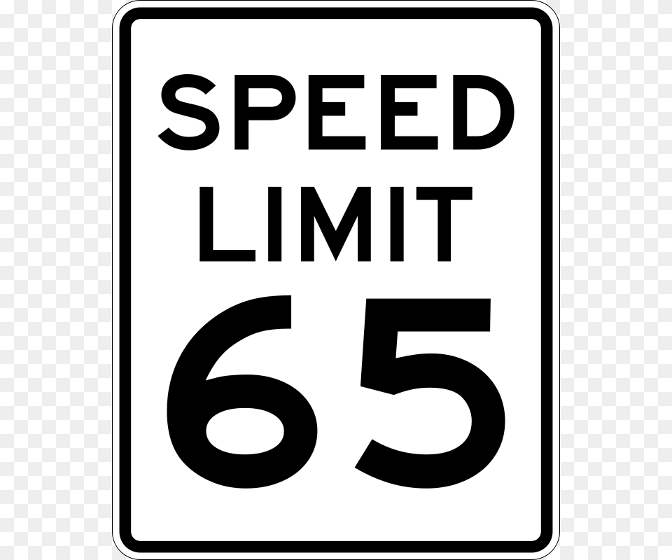 Speed Limit 65 Sign, Symbol, Road Sign Free Png