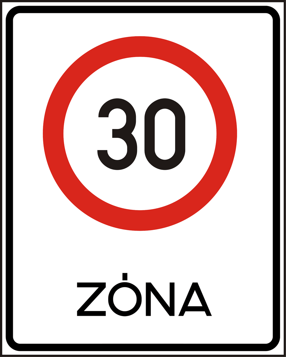Speed Limit Zone Sign In Hungary Clipart, Symbol, Road Sign Free Transparent Png